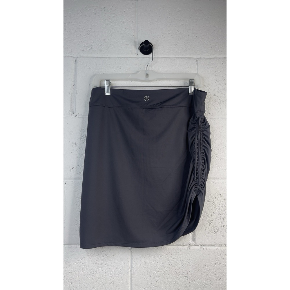 Athleta Swim Skirt Womens Black Aqualuxe Ruched Drawstring Coverup Sz M EUC